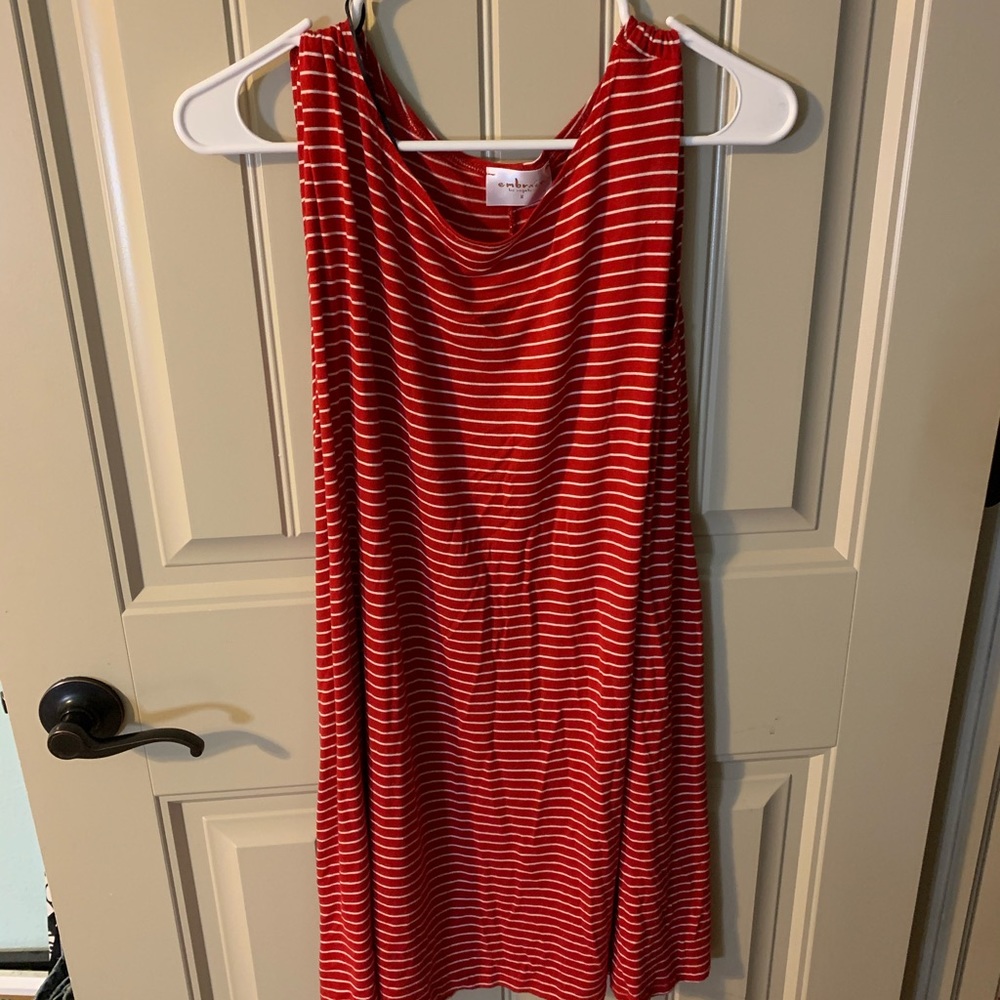 Red and white tank dress